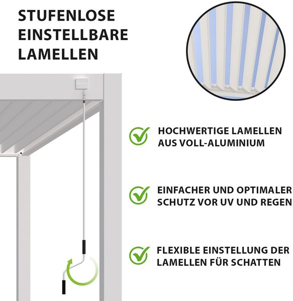 Weide Deluxe Plus | Pergola Voll Aluminium freistehend | 4 x 8 M | Lamellendach weiß Bild 7