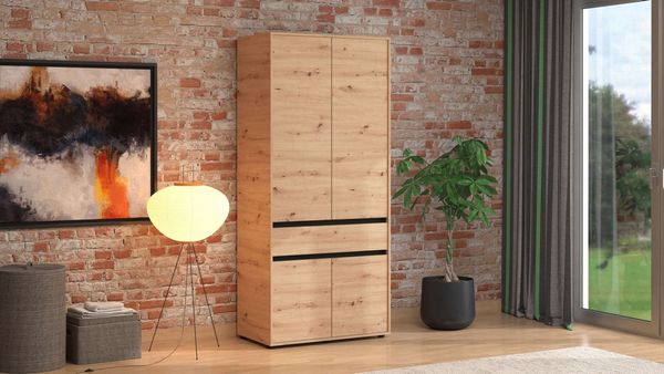 INOSIGN Kleiderschrank Corbet Schlafzimmerschrank, Drehtürenschrank, Wäscheschrank 93 cm breit, Schublade, Kleiderstange, ABS schutzkanten