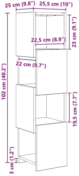 vidaXL Eckschrank Weiß 25,5 x 25 x 102 cm Holzwerkstoff 889808 Bild 9