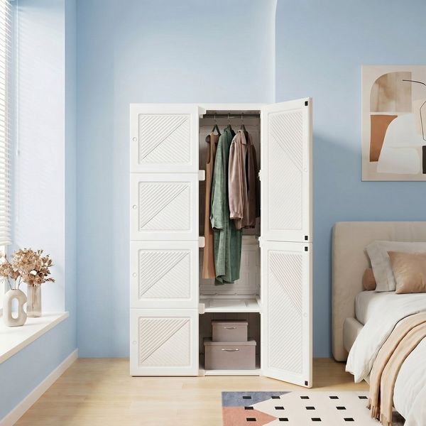 Simurq Kleiderschrank Schlafzimmer Kleiderschrank Drehtüren Garderoben schrank mit Stauraum