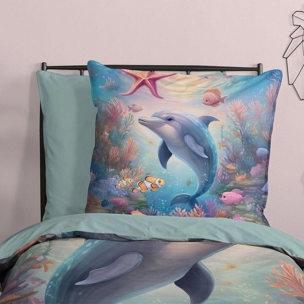 TRAUMSCHLAF Bettwäsche Delfin, Renforce, 2 teilig, tierisches Design aus 100% Baumwolle
