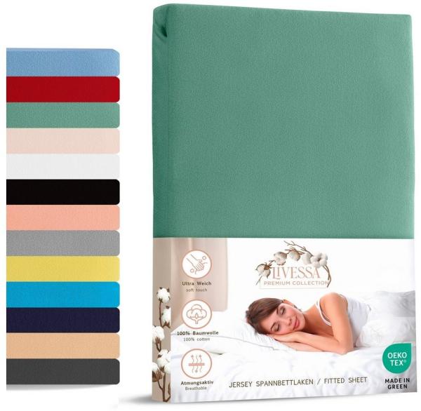 livessa Spannbettlaken weicher Jersey aus 100% Baumwolle Bettlaken in Größe 90x200, 140x200, Gummizug: Rundumgummizug, 180x200 Laken, Spannbettlaken für Matratzenhöhe bis zu 30 cm
