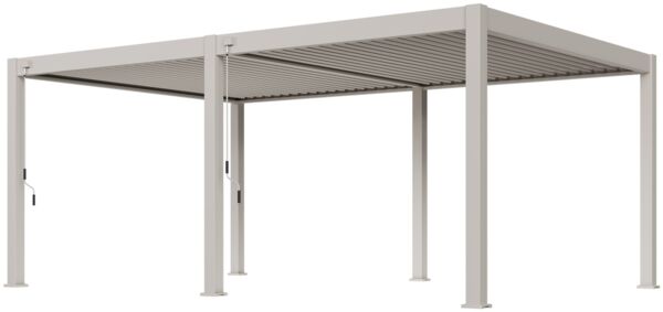 Weide Deluxe Plus | Pergola Voll Aluminium freistehend | 4 x 6 M | Lamellendach Ivory Sand