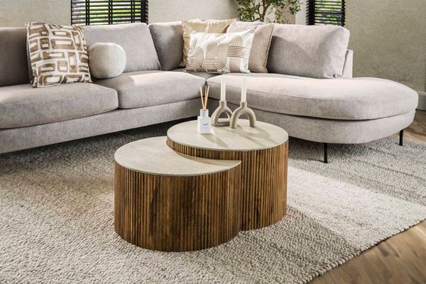 KAWOLA Couchtisch DESEADO Set 2-tlg. Keramik weiß 40 x 60 x 60 cm