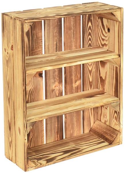 CHICCIE 6 Set Holzregal Schmalhanz - Hell Geflammt 2x Kurzes Regal