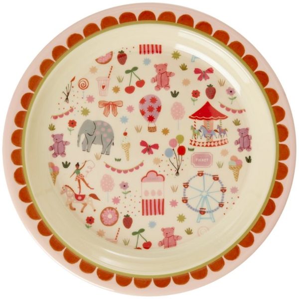 rice Teller Rice Melamin Teller Pink - Fun Fair Print