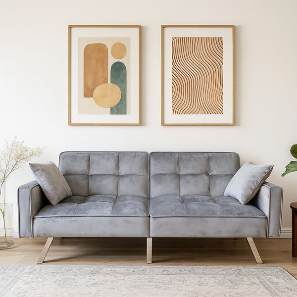 HTI-Living 2-Sitzer Sofa mit Schlaffunktion Brigga Grau, Stück 1 Teile, Funktionscouch inklusive 2 Zierkissen