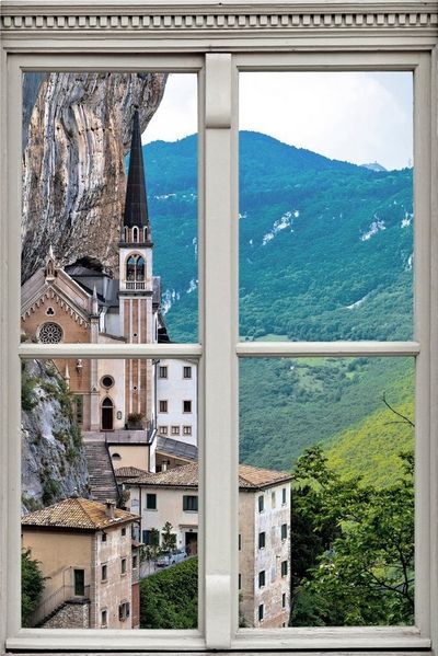 queence Wandsticker Kirche, Wandsticker, Wandbild, selbstklebend, 3D, Fenster