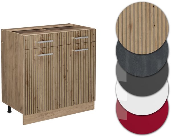 Küchenunterschrank R-Line Artisan-Eiche 80 cm , AP Anthrazit Vicco Bild 5