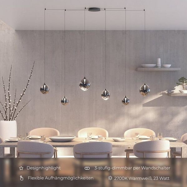 Neona LED Deckenleuchte SOMOS, Dimmbar per Wandschlater in 3 Stufen, LED fest integriert, Warmweiß