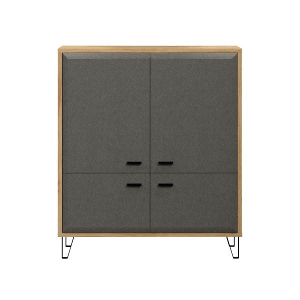 Highboard Blanshe in Filz grau und Eiche 98 cm