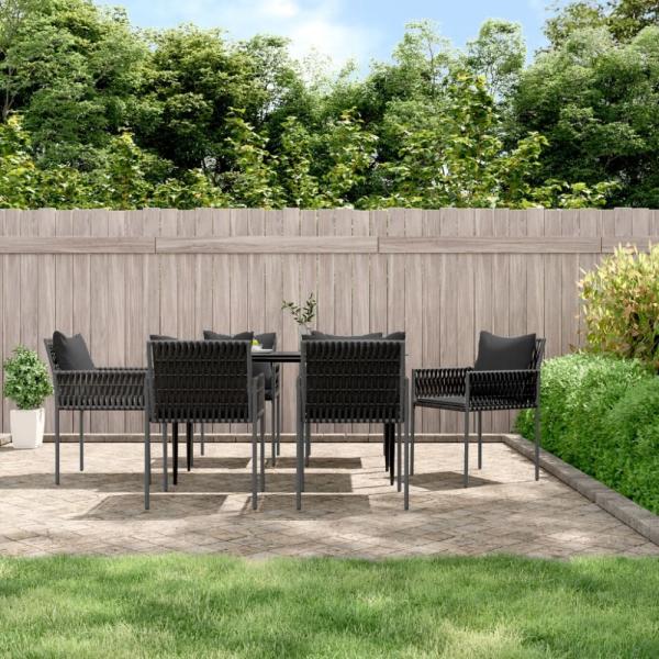 vidaXL Gartenstühle mit Kissen 6 Stk. Schwarz 54x61x83 cm Poly Rattan 3187090