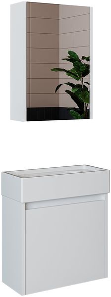 Roomart MINI-50 Badmöbel Set– 3-teiliges Badezimmermöbel Set - Unterschrank, Waschbecken & Spiegelschrank - H 45 x B 25 x T 49 cm • Weiß Bild 6
