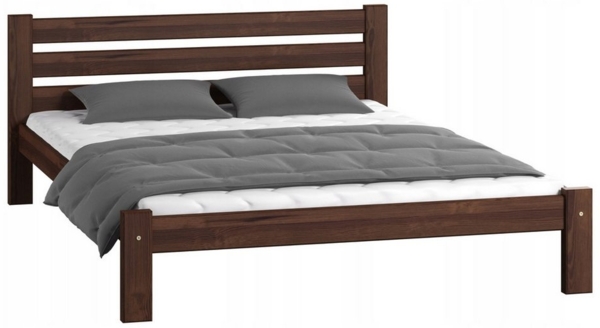 Home Collective Holzbett Einzelbett Massivholz Bett mit Massive Bettbeine & sicherem Lack, 210x152x72 cm, Walnuss