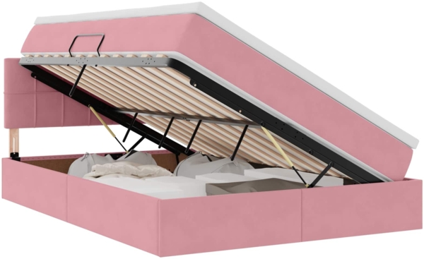 vidaXL Bett mit Stauraum und LED mit Matratze Rosa 140 x 200 cm Samt 3371402