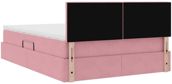 vidaXL LED-Speicherbett mit Matratze Rosa 140 x 200 cm Samt 3371402 Bild 12