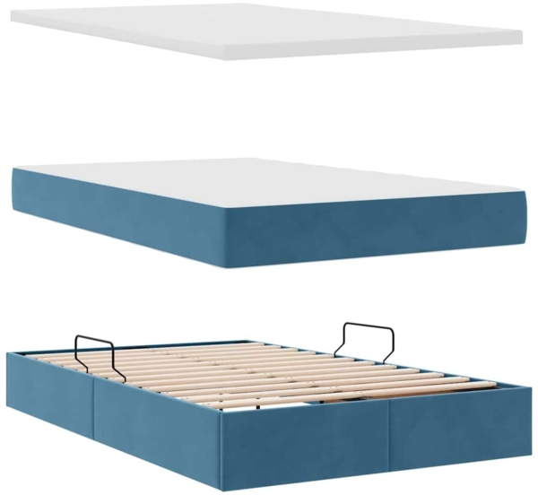 vidaXL Bett mit LED-Lichtleisten Dunkelblau 120 x 200 cm Samt 3372781 Bild 8