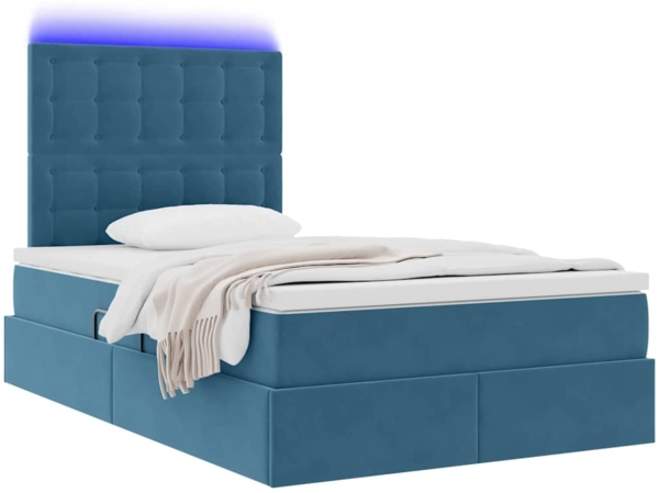 vidaXL Bett mit LED-Lichtleisten Dunkelblau 120 x 200 cm Samt 3372781 Bild 2