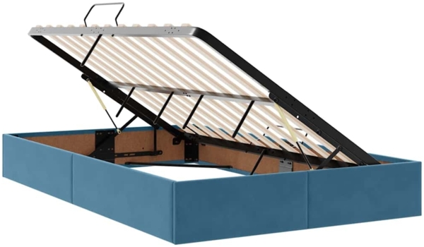 vidaXL Bett mit LED-Lichtleisten Dunkelblau 120 x 200 cm Samt 3372781 Bild 6