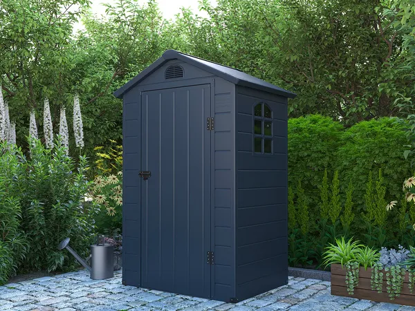 Vente-unique - CESIO Gartenhaus Harz Grau - B 92 cm x H 168 cm x L 120 cm