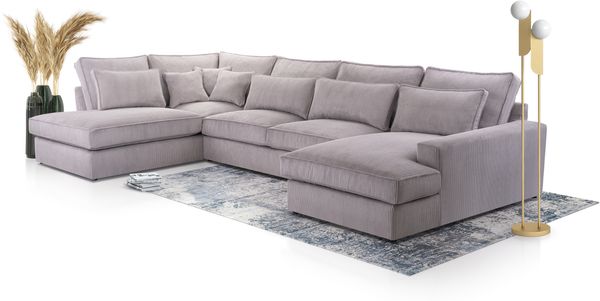 AX LIVING Sofa U Form grau Calvello U Eck Sofa Wohnlandschaft 398 cm L