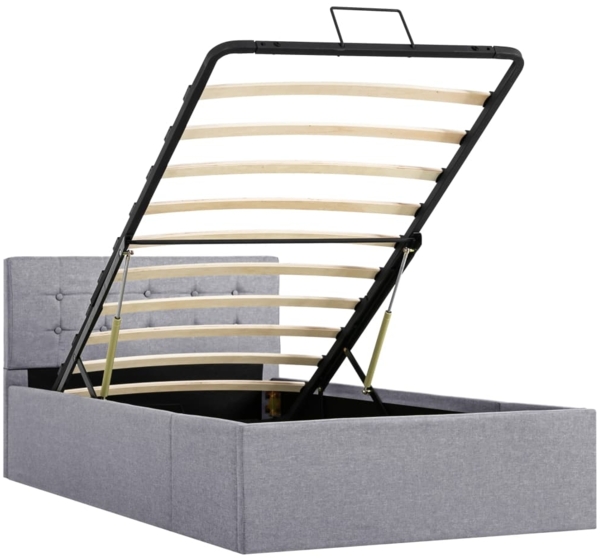 vidaXL Stauraumbett Hydraulisch Hellgrau Stoff 100×200 cm 285577 Bild 5