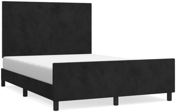 Bettgestell mit Kopfteil Samt Schwarz 140x190 cm