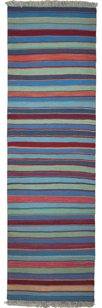 Looma 'Heliya' Kelim Gashgai handgewebt, Schurwolle Blau, 58x192 cm