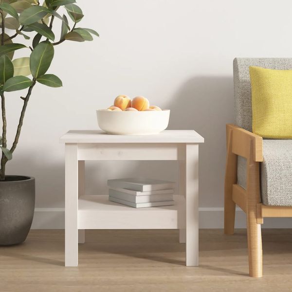 vidaXL Couchtisch Weiß 45 x 45 x 40 cm Massivholz Kiefer 814265