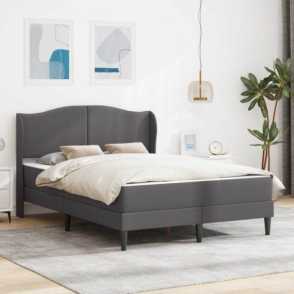 vidaXL Bettrahmen mit Kopfteil Grau 120x190 cm Kunstleder 3415145