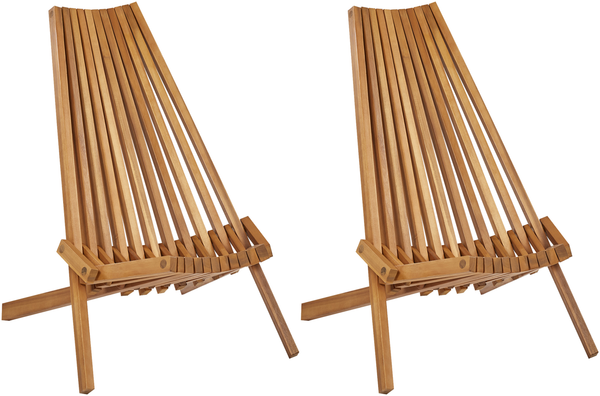 Beliani 'BELLANO' Gartenstuhl 2er Set, Akazienholz Heller Holzfarbton