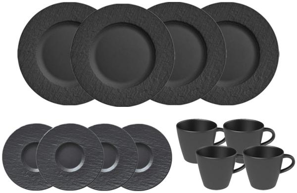 Villeroy & Boch Manufacture Rock Kaffeeservice schwarz 12-teilig