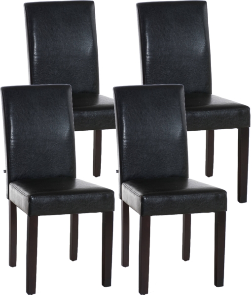 CLP 4er Set Esszimmerstuhl Ina Kunstleder mit Holzgestell,braun dunkelbraun