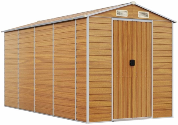 vidaXL Gerätehaus Hellbraun 191x385x198 cm Verzinkter Stahl 3188278