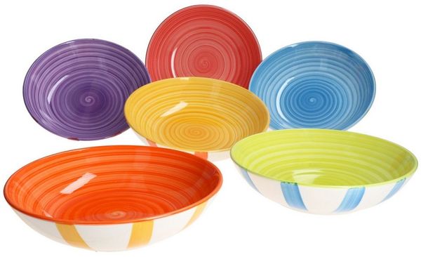 MamboCat Suppenteller Summer Stripes 6er Set Suppenteller 600ml Steingut bunt Teller tief