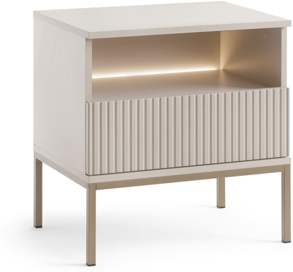 Selsey 'Tosena' Nachttisch mit Schublade und LED-Beleuchtung, Greige, 54 cm