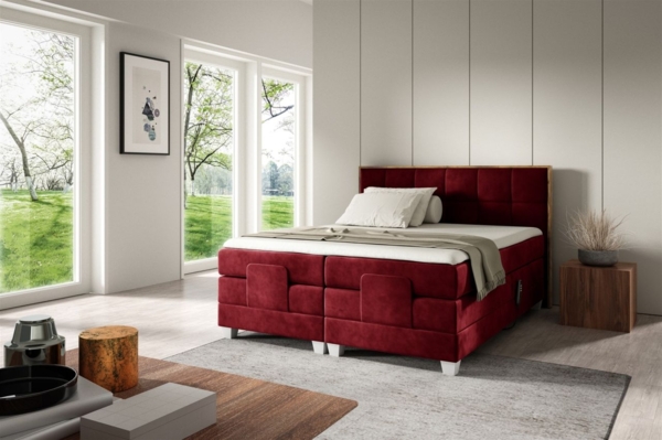 Boxspringbett Elektrisch Bett HENRY 120x200cm in Stoff Fresh Rot