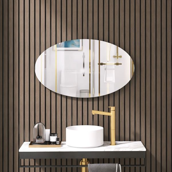 Wandspiegel aus MDF mit rahmenlosem Design, Weiß, horizontal oder vertikal montierbar