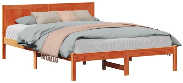 vidaXL Bettgestell Braun 160 x 200 cm Massivholz Kiefer 872184 Bild 2