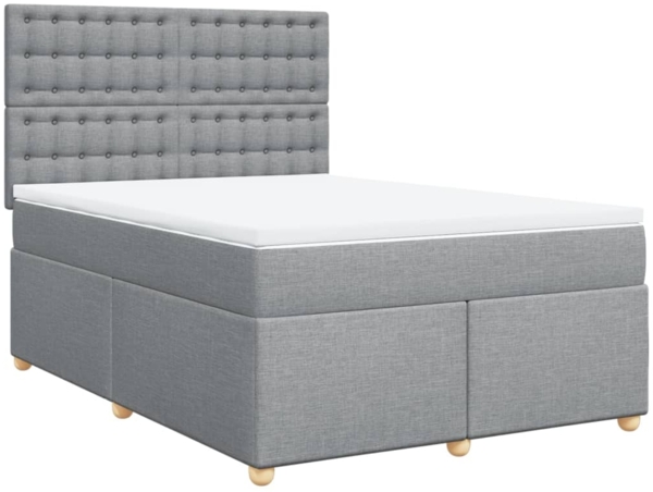 vidaXL Boxspringbett mit Matratze Hellgrau 160x200 cm Stoff 3291345