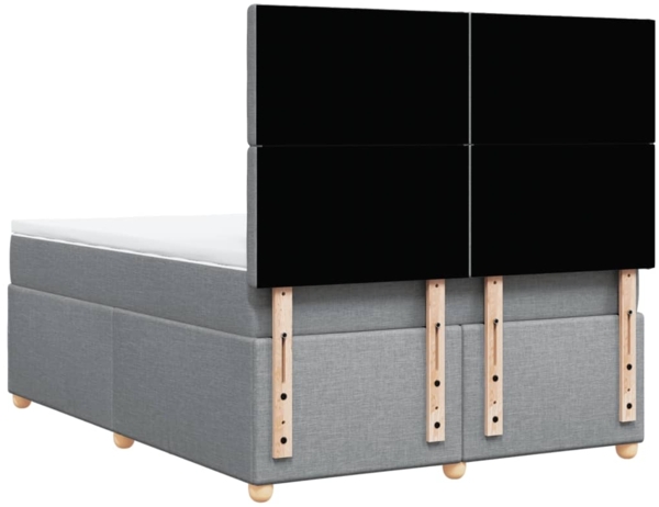vidaXL Boxspringbett mit Matratze Hellgrau 160x200 cm Stoff 3291345 Bild 5