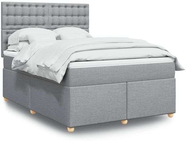 vidaXL Boxspringbett mit Matratze Hellgrau 160x200 cm Stoff 3291345