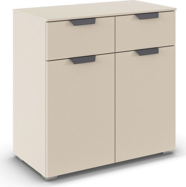 rauch Kombikommode Sideboard Schubladenkommode COSTA mit farblich passenden Metallgriffen (in 2 Griff-Farben, Breite 80 cm), mit 2 Schubladen und 1 verstellbaren Einlegeboden MADE IN GERMANY