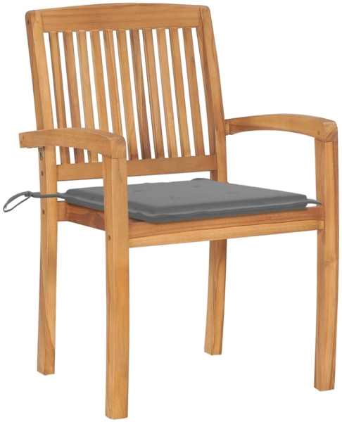 vidaXL Stapelbare Gartenstühle mit Kissen 6 Stk. Massivholz Teak 3073226 Bild 2