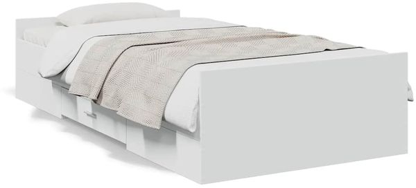 Einzelbettgestell Design für Erwachsene mit Schubladen Weiß 75x190 cm Holzwerkstoff d3790e