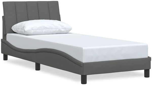 Einzelbettgestell Design für Erwachsene ohne Matratze Dunkelgrau 90x190 cm Stoff d4686e