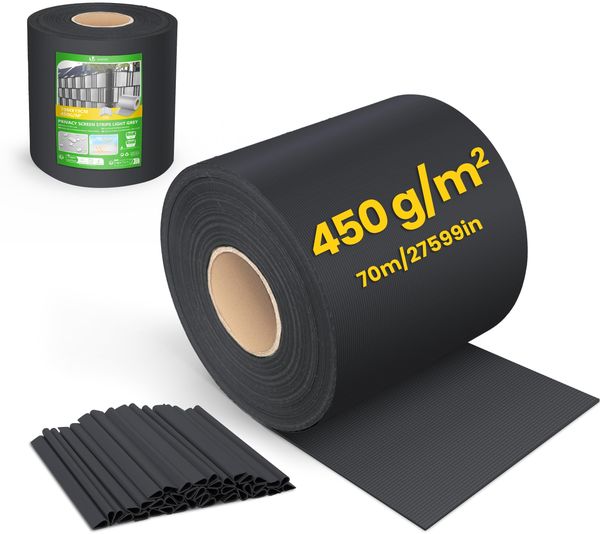 VOUNOT® PVC Sichtschutzstreifen für Doppelstabmatten 70m x 19cm, 40 Befestigungsclips, Sichtschutz Zaunfolie für Stabmattenzaun, Gartenzaun, Zaun, Schwarz