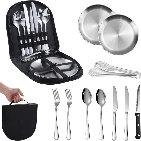 ibettertec Besteck-Set Besteck-Set,Besteckset für 2 Personen,10 teilig Edelstahl Besteck set, Edelstahl, Essbesteck mit Messer Gabel Löffel, Tafelmesser