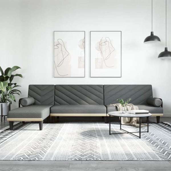 Schlafsofa in L-Form Dunkelgrau 260x140x70 cm Stoff (Farbe: Grau)