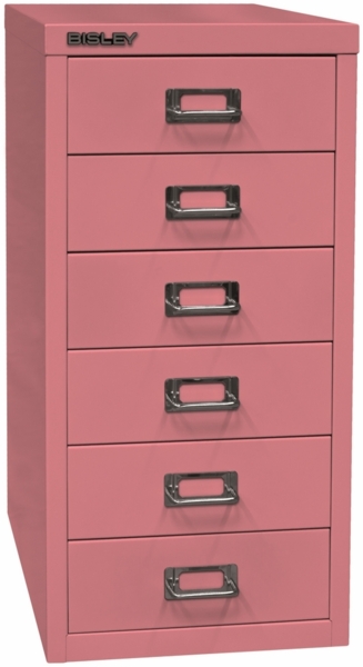 Bisley Multidrawer Schubladenschrank aus Metall mit 6 Schubladen DIN A4 ohne Sockel - Farbe: Pink, L296-601